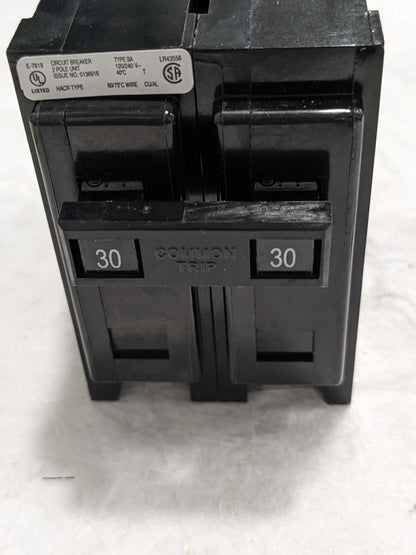 EATON CUTLER-HAMMER 30 Amp 120/240 VAC 2 PoleBolt On Mini Circuit BreakerBAB2030