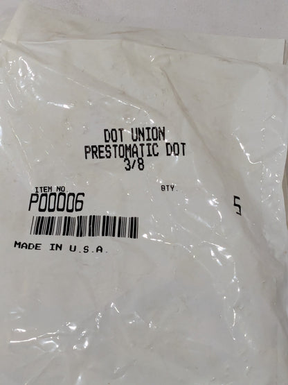 Parker DOT Prestomatic Air Brake Union 3/8 - 5 Pack P00006