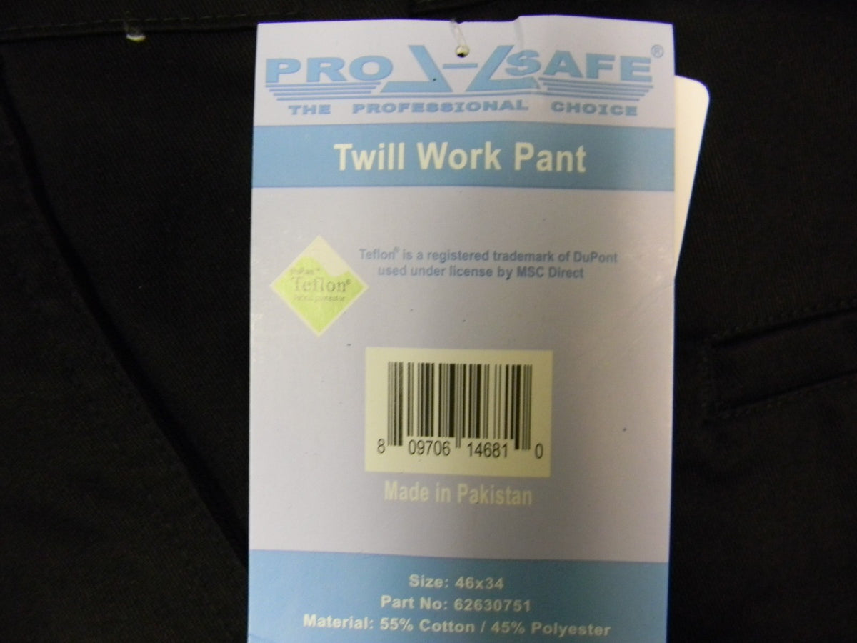 Pro safe BLK twill work pants 46X34 QTY 3 62630751
