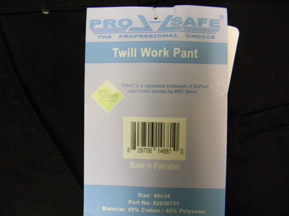 Pro safe BLK twill work pants 46X34 QTY 3 62630751