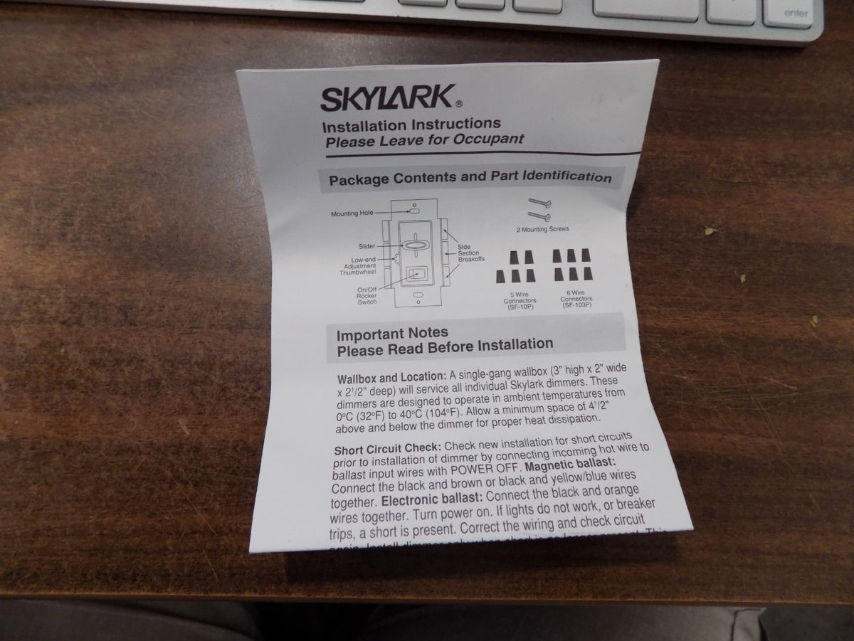 Lutron Skylark SF-103P-AL 3-way Preset Dimmer with on/off Switch - 8A - 120V - A