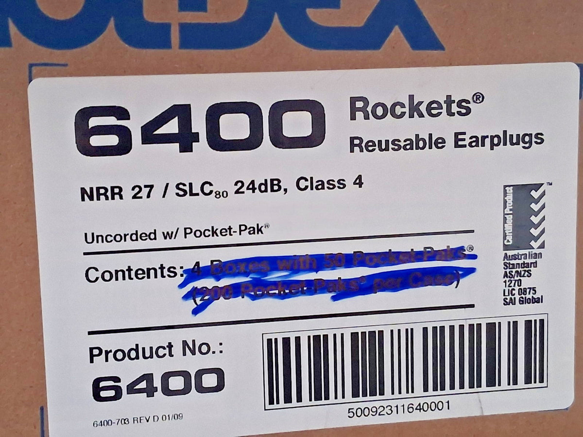 Moldex Flanged Foam Push-in Uncorded Earplugs QTY50 27dB 6400