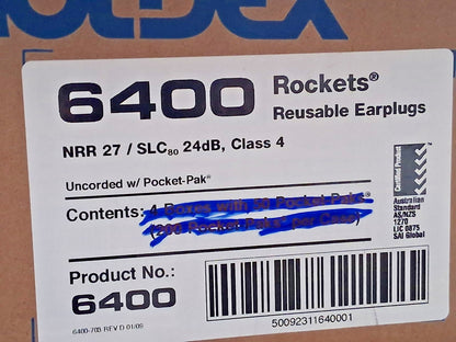 Moldex Flanged Foam Push-in Uncorded Earplugs QTY50 27dB 6400