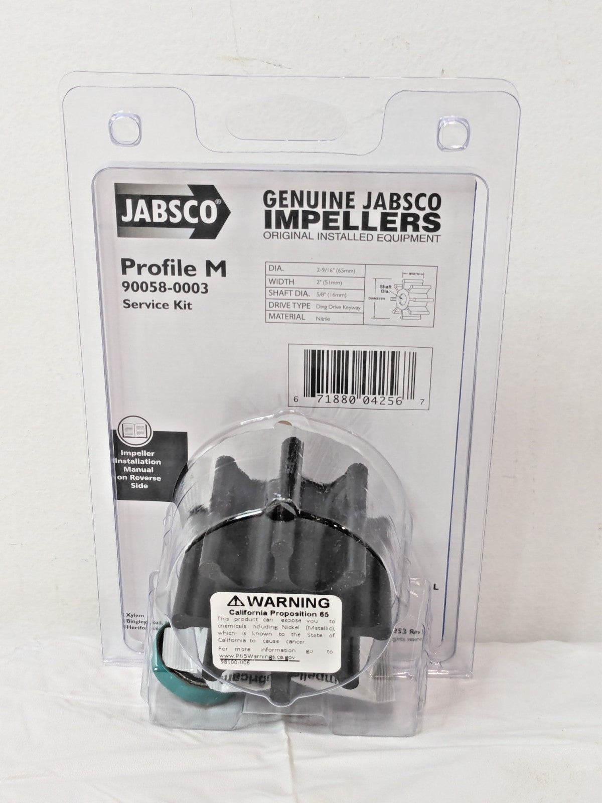 Jabsco Nitrile Impeller Kit Repair Part Profile M 90058-0003