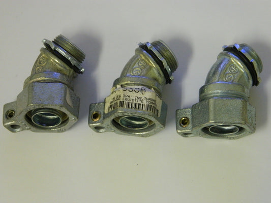OZ Gedney  3/4" 45° Throat Grounding Liquidtight Connector Qty. 3 4Q-475