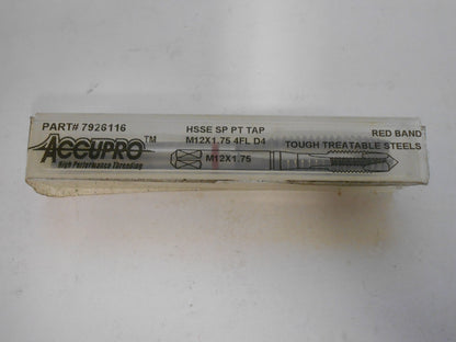 Accupro Spiral Point Tap M12 x 1.75" HSS 4FL Model QTY 2  7926166