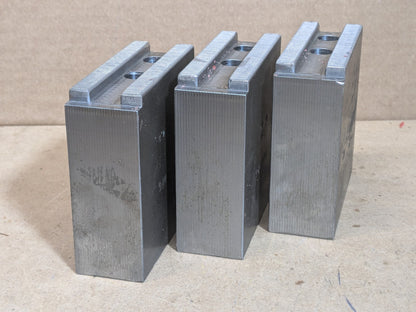 Set of 3 H&R Mfg Square Soft Jaws for 10" Lathe Chucks 1.5mm x 60 Serrated