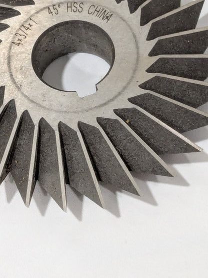 Double Angle Milling Cutter: 45 °, 4″ Cut Dia HSS 328-4435