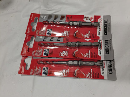 MILWAUKEE SHOCKWAVE CARBIDE HAMMER DRILL BITS FOR CONCRETE 48-20-9094