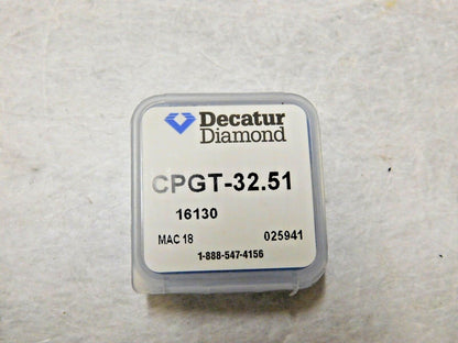 SP3 Decatur Diamond Carbide Turning Insert Grade CPGT32.51 16130-18