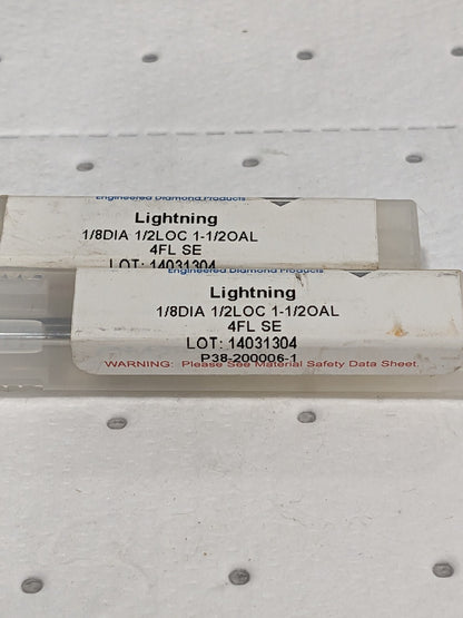 Lightning Tools End Mill 1/8" Cut Dia, 1/2 LOC, 1-1/2" OAL Qty 2 P38-2