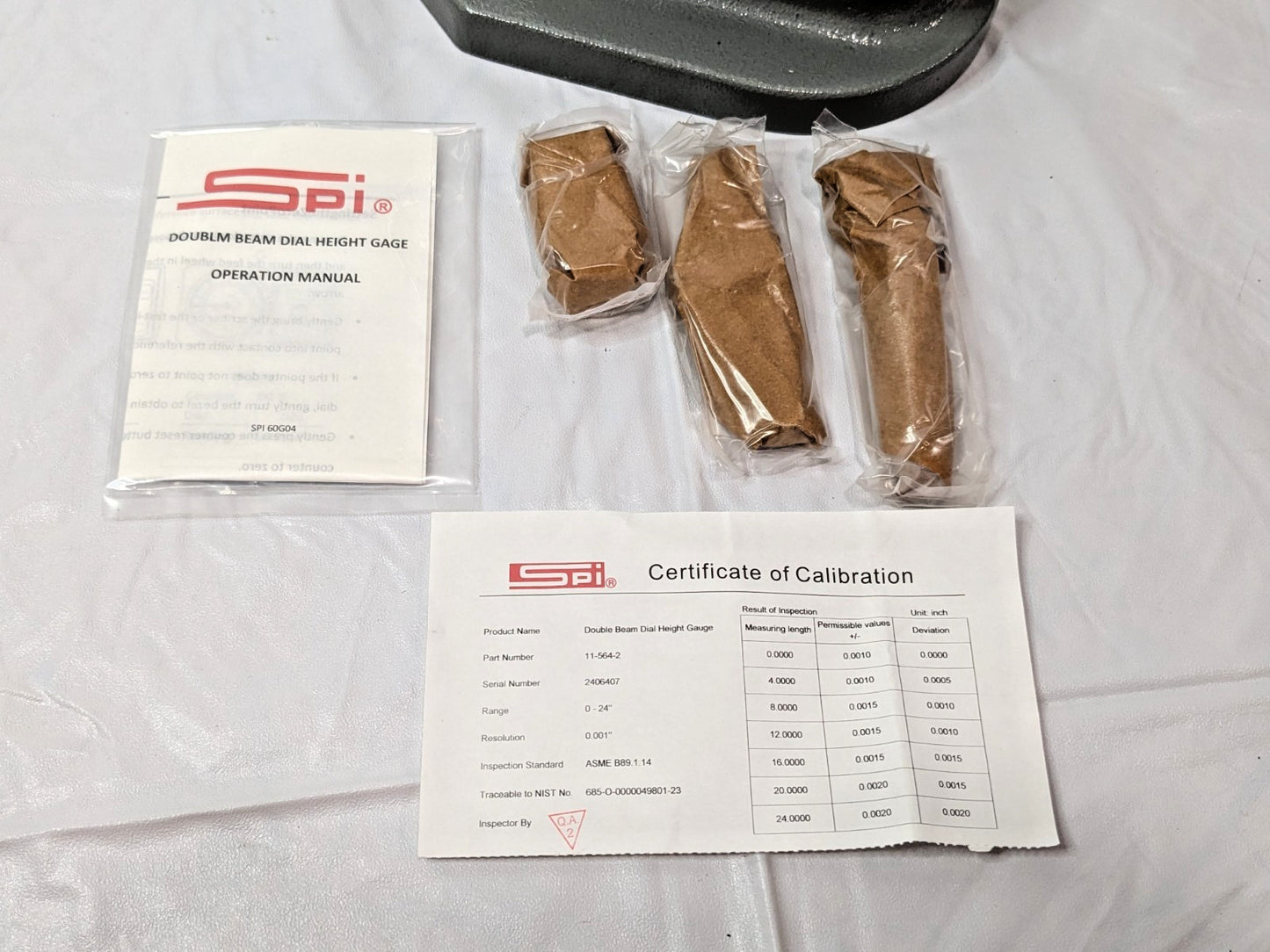 SPI Double Beam Dial Height Gage 24" w/Cert 11-564-2 PARTS/REPAIR