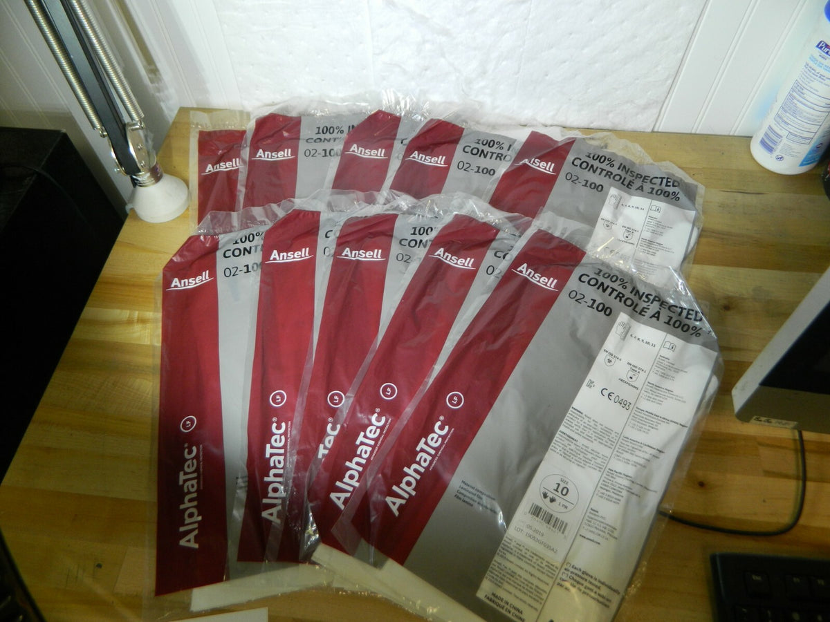 Ansell Laminated Film Chemical Resistant Gloves 16" 10 Pairs Sz (11) 02-100