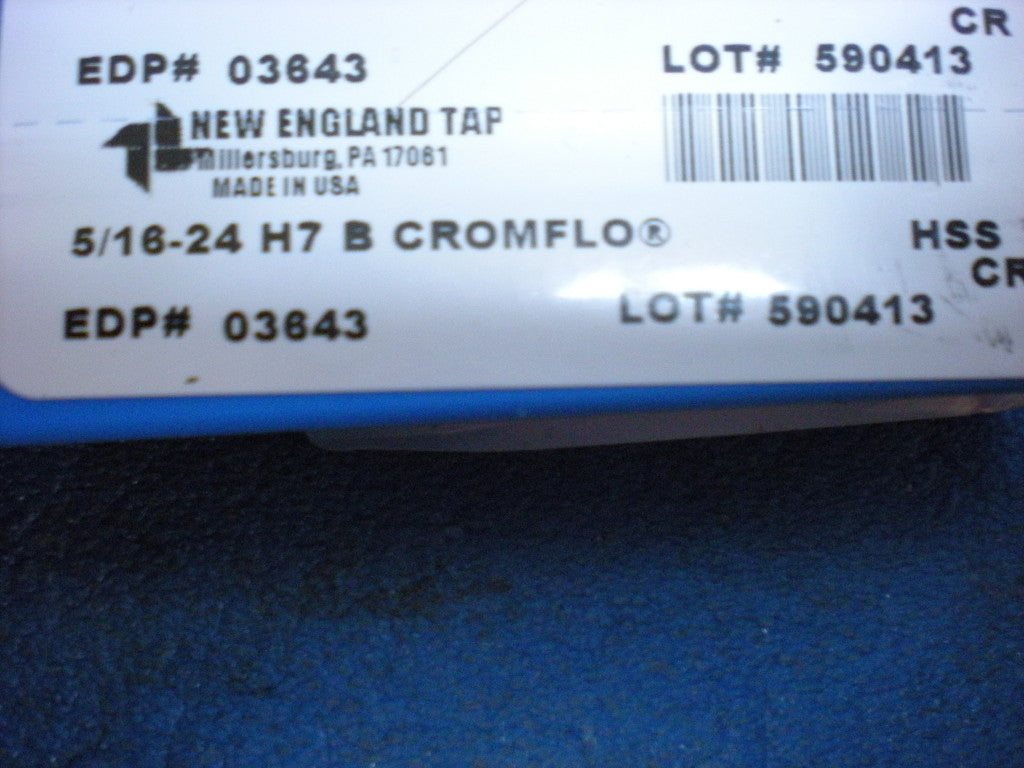 New England Tap 5/16"-24 NF GH7 Bottoming HSS Form Taps Qty. 6 #03643