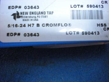 New England Tap 5/16"-24 NF GH7 Bottoming HSS Form Taps Qty. 6 #03643