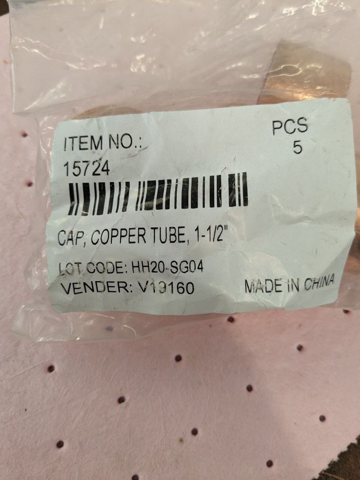 Wrot Copper Pipe Caps 5pk 1-1/2" Fitting, C BDNA-15724