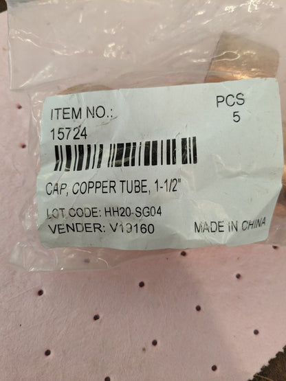 Wrot Copper Pipe Caps 5pk 1-1/2" Fitting, C BDNA-15724