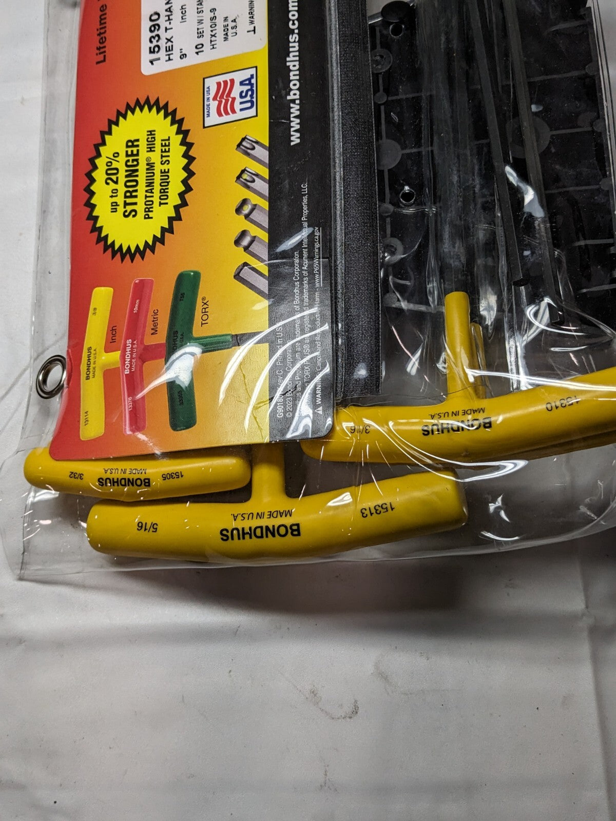 BONDHUS 10 Piece, T-Handle Cushion Grip Hex Key Set 15390