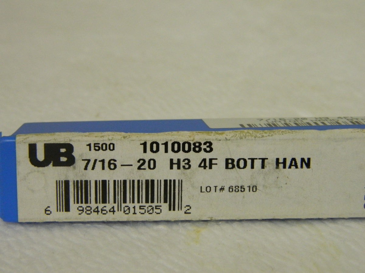 Union Butterfield Straight Fl Standard Hand Tap 7/16-20 UNF H3 4FL  QTY2 1010083
