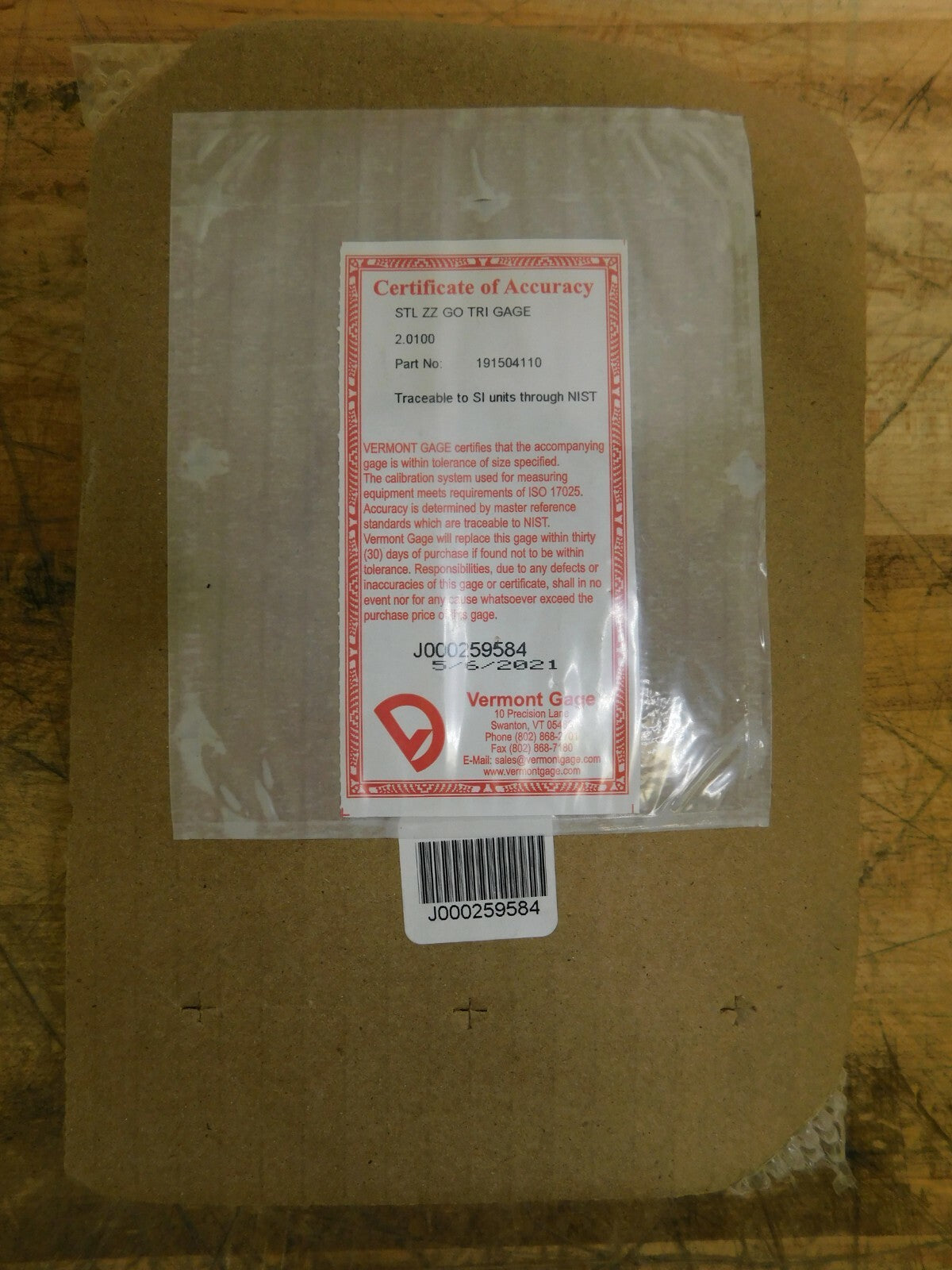 Vermont Gage STL ZZ GO TRI Gage 2.0100 191504100