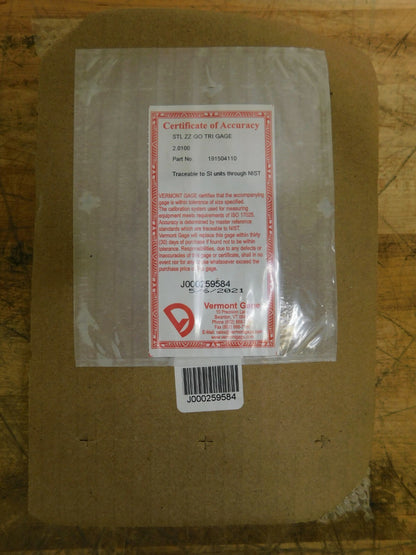 Vermont Gage STL ZZ GO TRI Gage 2.0100 191504100