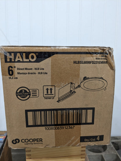 Halo 6" LED Ultra Thin Downlight Selectable Light Color Qty 4 HLBSL6099FS231EMWR