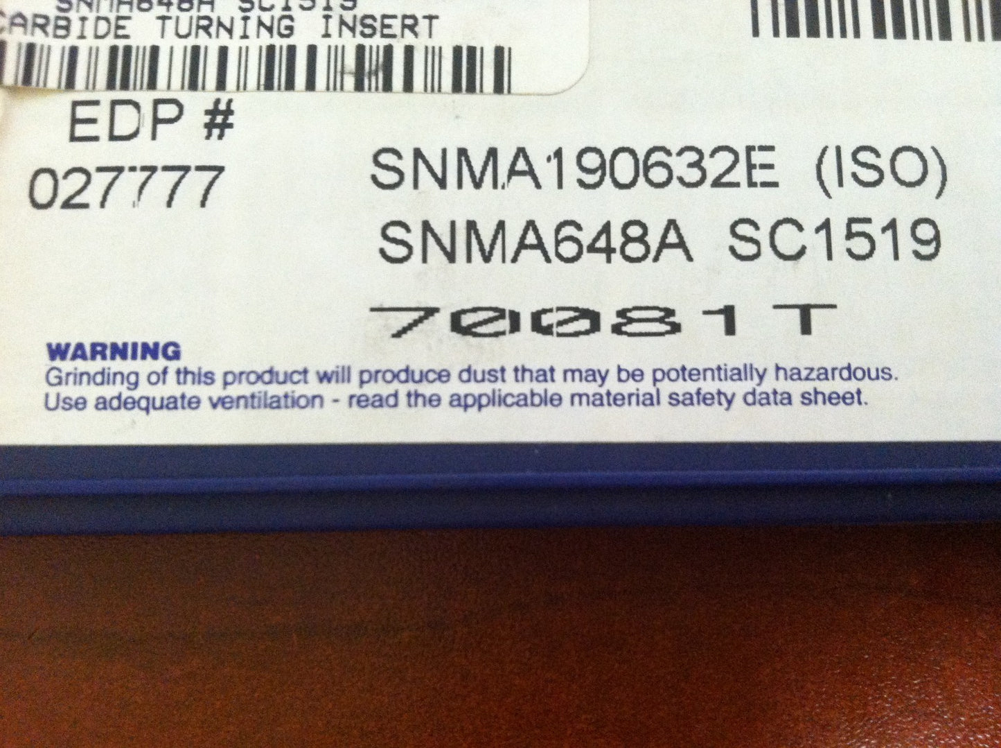 Stellram Indexable Carbide Turning Inserts SNMA648A SC1519 Qty. 10 #027777
