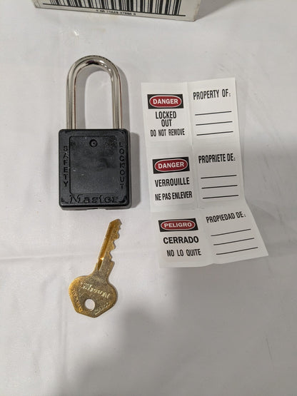 Master Lock Padlock: Keyed Different, Steel Shackle, Black Box of 6 410BLK