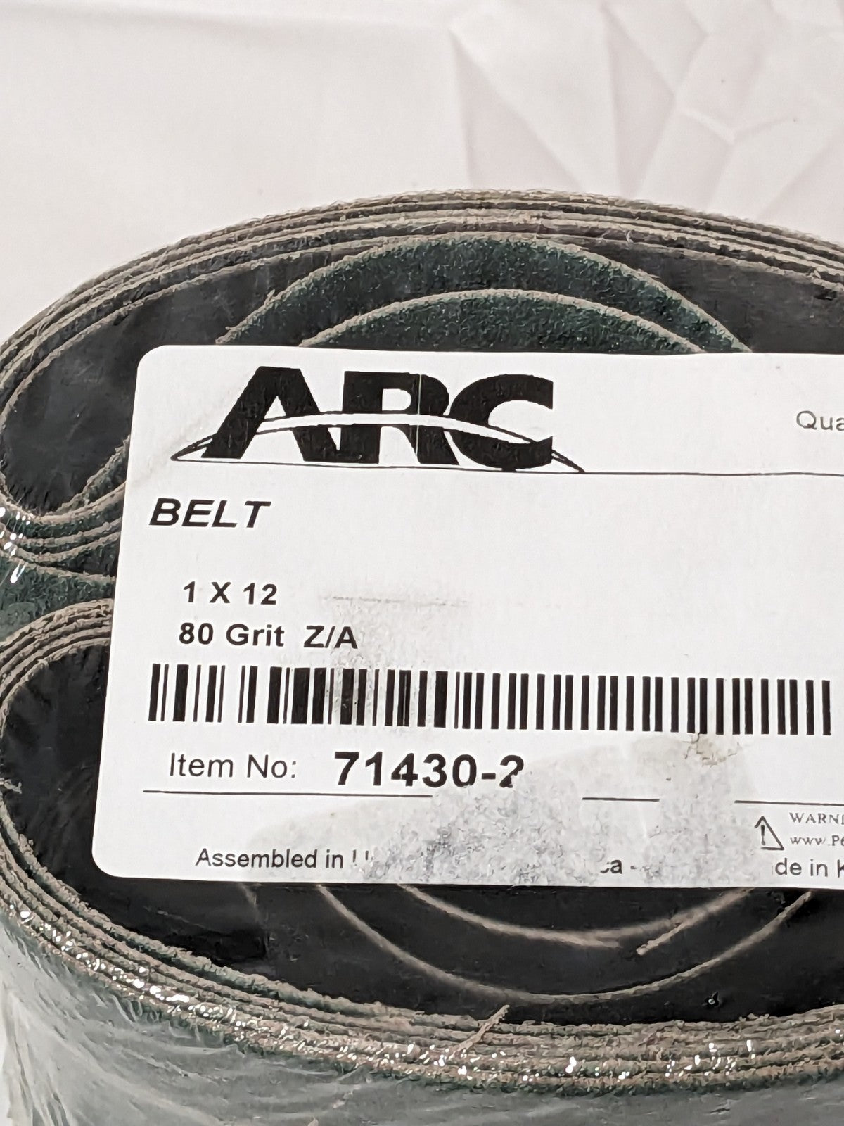 ARC 1" x 12" 80GRIT Zirconia Alumina Y-Weight Belt Qty 50 71430-2