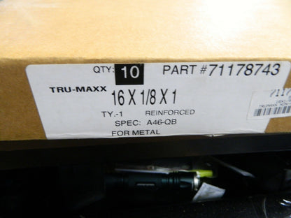 TRU-MAXX 16 x 1/8, 1" Hole 46 Grit Aluminum Oxide Cutoff Wheel Qty 10 71178743