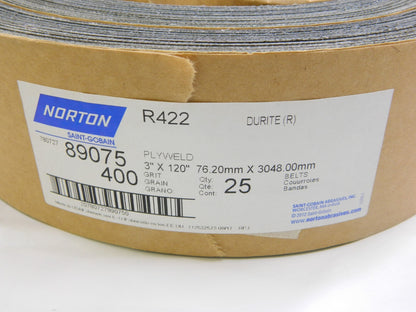 Norton Abrasive Belts R422 3"X120" 400G QTY 25 79072789075