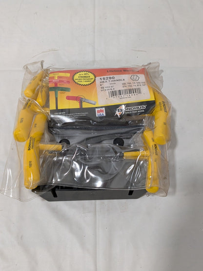 Bondhus 10 PC 6" Hex T-Handles w/Cushion Grip, 3/32-to-3/8" Sizes 15290