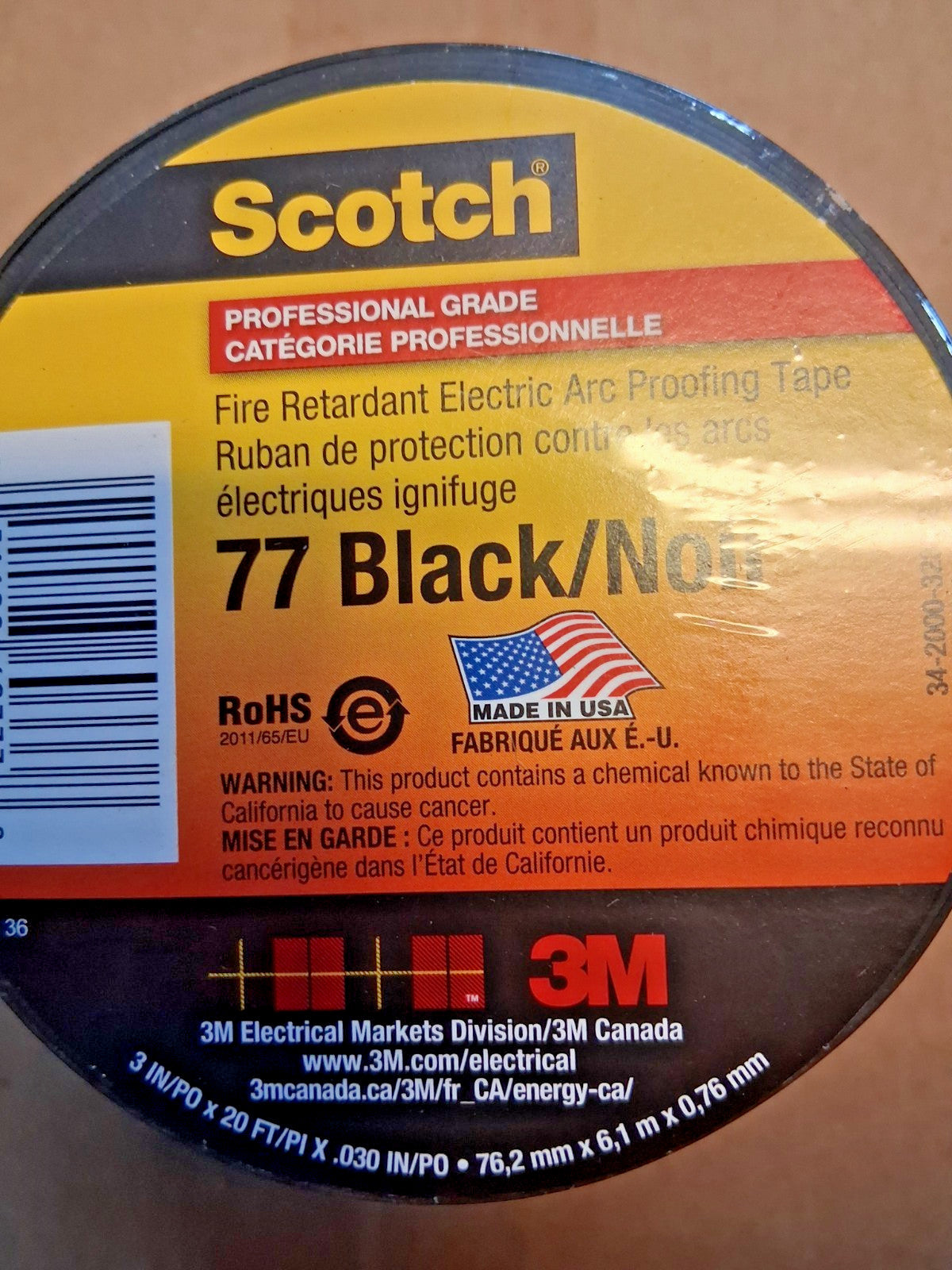 3M Fire-Retardant Electric Arc Proofing Tape 77 Black 10pk 34-2000-3280-2