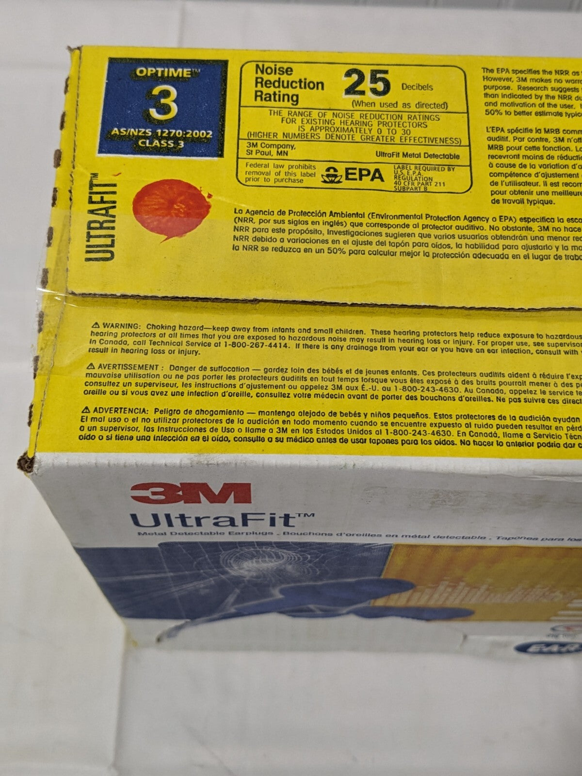 3M Earplugs 25 dB, Flanged, Push-In, Corded, Metal-Detectable Qty 100 7000002319