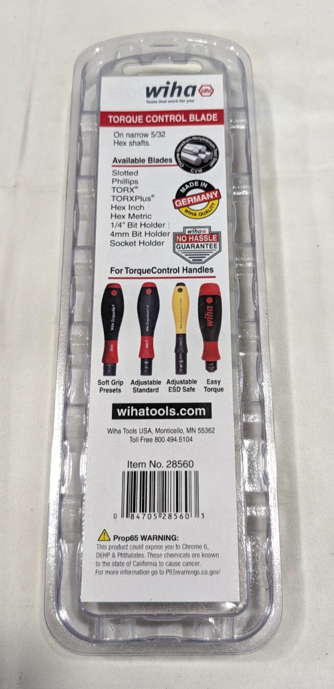 WIHA Torque Control Blade  1/8" Hex - 6-7/8" OAL   28560
