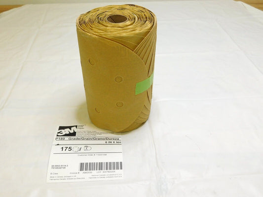 3M Stikit Gold Paper Disc Roll 216U 6" x NH P180 A-Weight QTY 1 Roll 7010532735