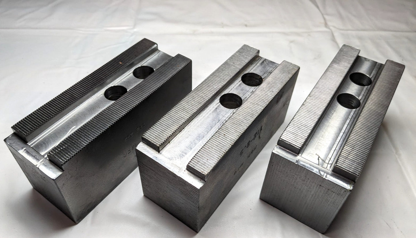 H & R MANUFACTURING Lathe Chuck Soft Jaws  5-1/4" OAL  Serrated Steel  HR112-2.5