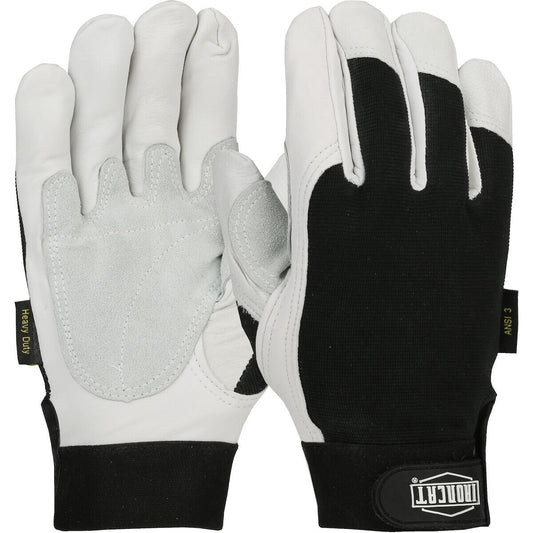 6 PAIRS Ironcat Heavy Duty Goatskin Gloves ANSI A3 White/Black 2XL 86552/2XL