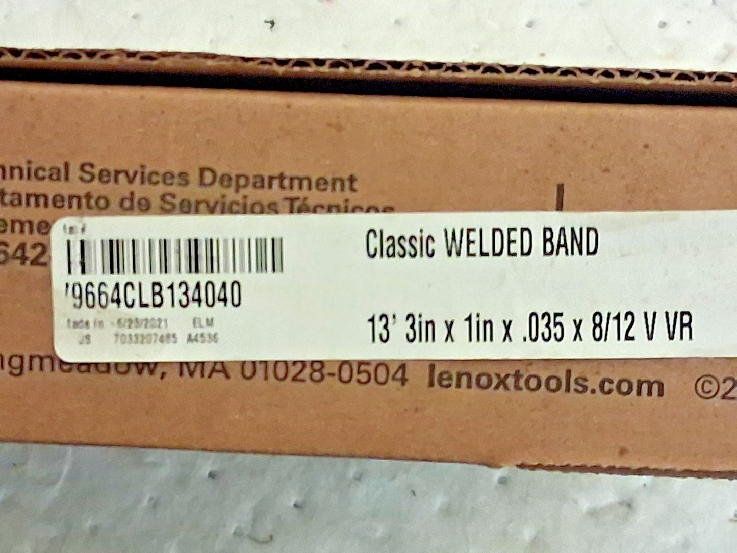Lenox Welded Bandsaw Blade 13ft 3" L x 1" W x 8-12 TPI 79664CLB134040