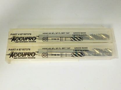 Accupro Medium Spiral Flute Taps Vanadium HSSE 7/16-14 UNF H5 3FL Qty 2 87157376