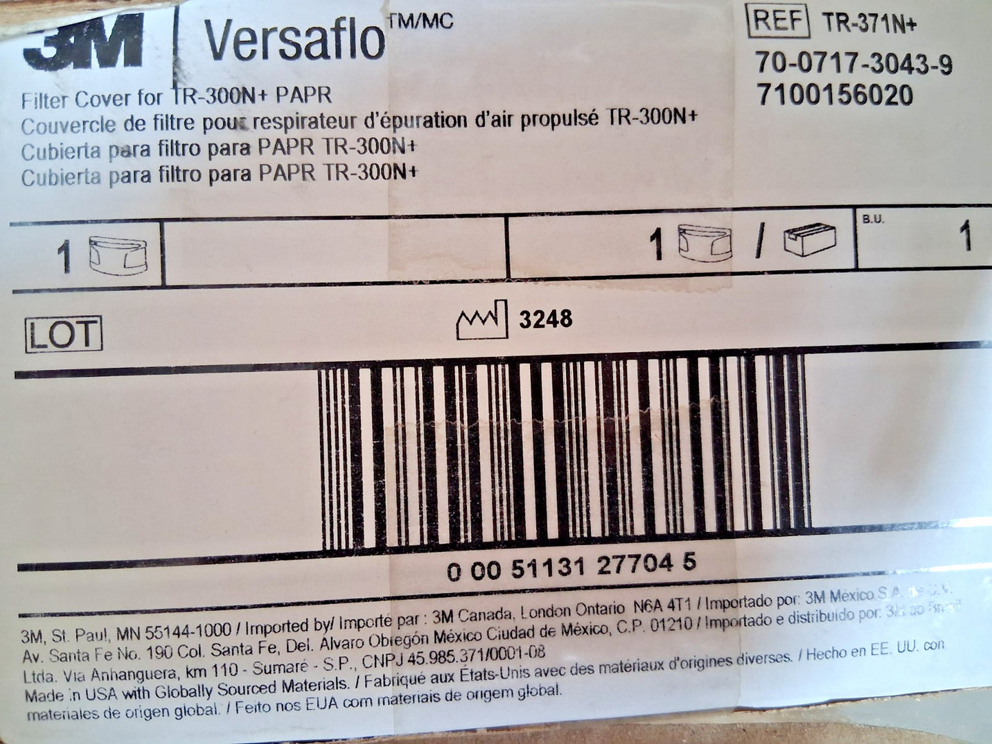 3M PAPR/SAR Prefilter Use with 3M TR-3700 7100156020