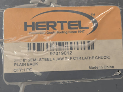Hertel 6" Semi-Steel 4 Jaw Self-Centering Lathe Chuck Plain Back 1-203-0600