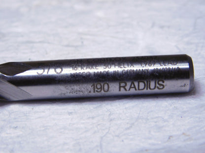 Controx HSSCO Ball End Mill 3/8Dia .190 Radius 4Fl 1.5LOC 3.25L  234042.190R
