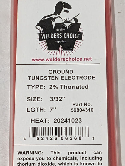 WELDER'S CHOICE TIG Welding Rod: 7" Long, 3/32" Dia Qty 10 59804310