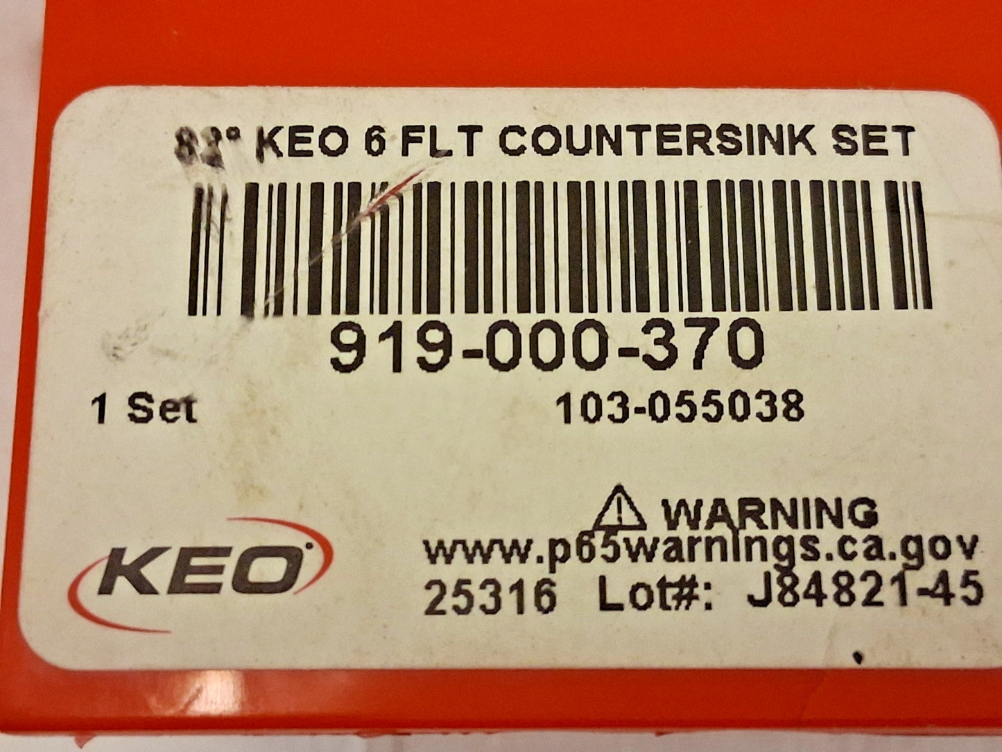 Keo Countersink Set 7 Pc 1/4-1" Head Dia 6Fl 919-000-370 DAMAGED CASE