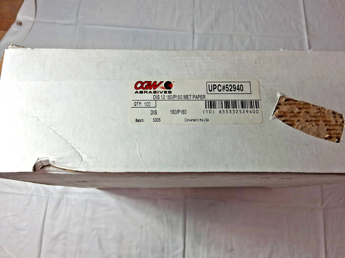 CGW Abrasives 12" Silicon Carbide Plain Back Discs QTY100 52940-OLD