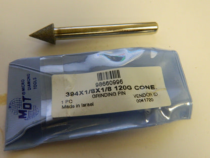 Micro Diamond Tools 394x1/8x1/8 120G Cone Grinding Pin Qty 2 98660996