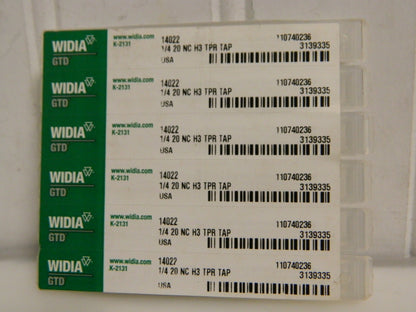 Widia GTD HSS Straight Flute Standard Hand Tap 1/4-20 UNC H3 4-FL Qty 6 3139335