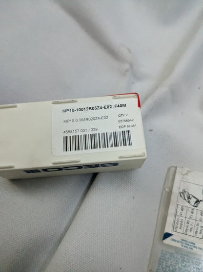 SECO Square-Shoulder Milling TipInsert MP10-10012R05Z4-E02 F40M, Carbide02756542