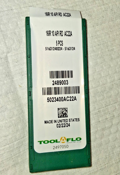 Tool-Flo CARBIDE MILLING INSERT QTY5 5023400AC22A